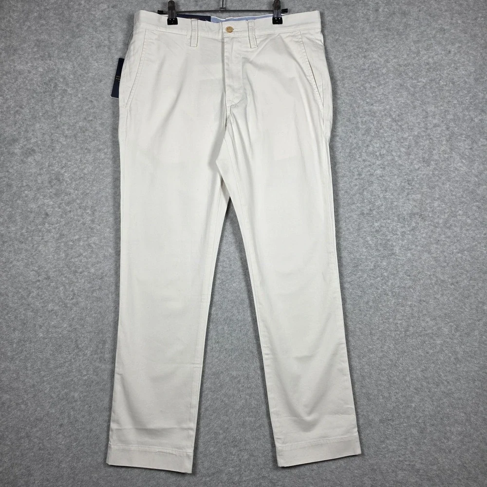 Polo Ralph Lauren Pants Mens Sz 32x30 Ecru Slim Stretch Chino Office Preppy NEW